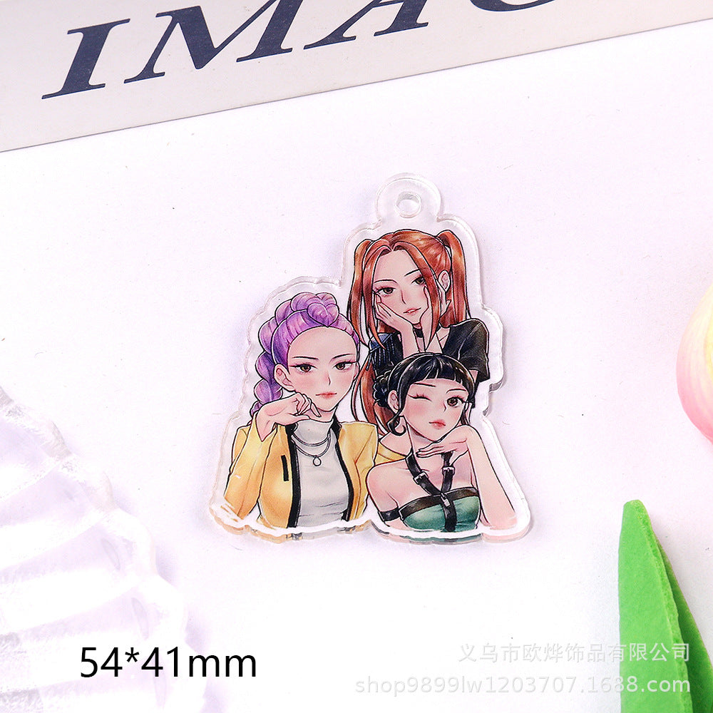 Wholesale 10pcs/ pack Cartoon Girl Cute Pendant Acrylic DIY Accessories