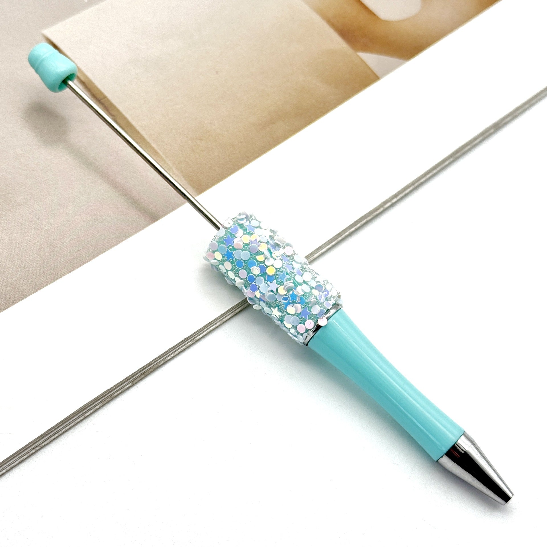 Wholesale DIY Small Star Beaded Pen Shining Sequins Star Ballpoint Pen Handmade Patch Cute Beaded Ballpoint Pen in stock