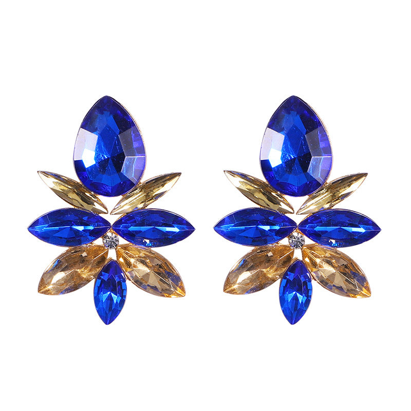 Wholesale Blue Diamond Series Retro Large Grain Sapphire Earrings