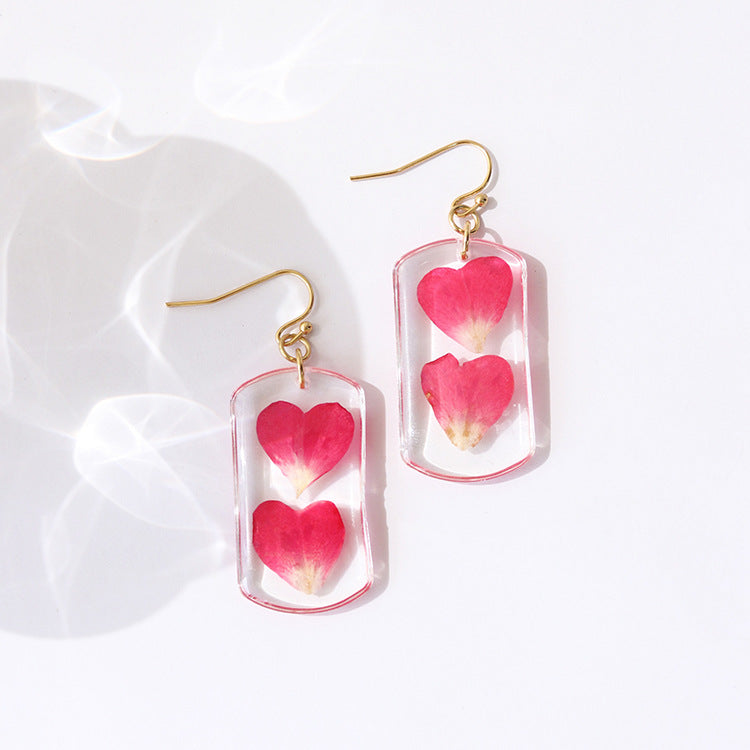 Wholesale Summer New Pastoral Style Eternal Flower Rose Square Color Earrings