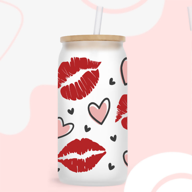 Wholesale Love Lipstick Valentine's Day 16oz Cup UV DTF Wraps