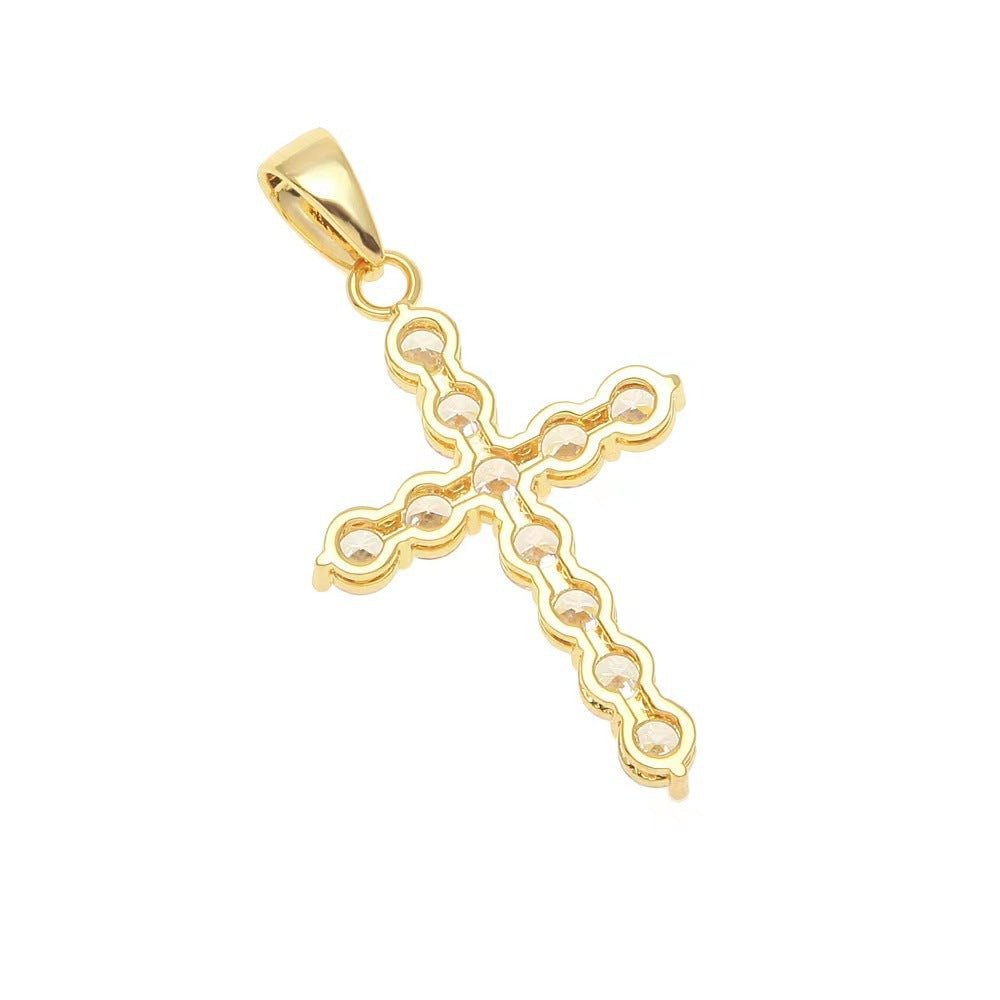 Wholesale Men's necklace with zircon cross pendant