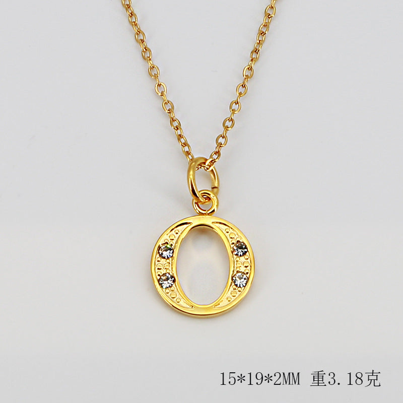 Wholesale Titanium Steel Diamond Letter Necklace Clavicle Chain