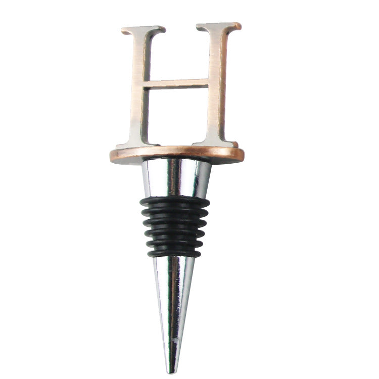 Wholesale Zinc Alloy 26 English Letter Wine Stopper Bottles