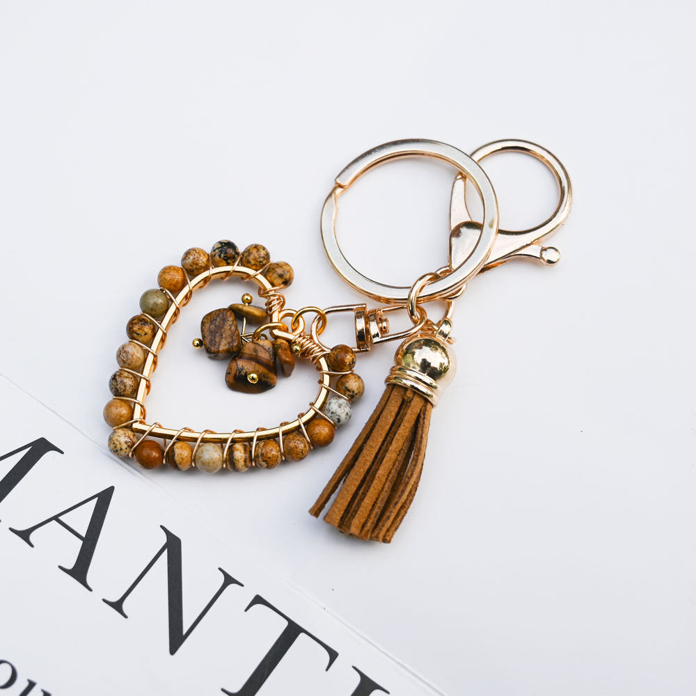 Wholesale  Natural Stone Keychain Bohemian Style