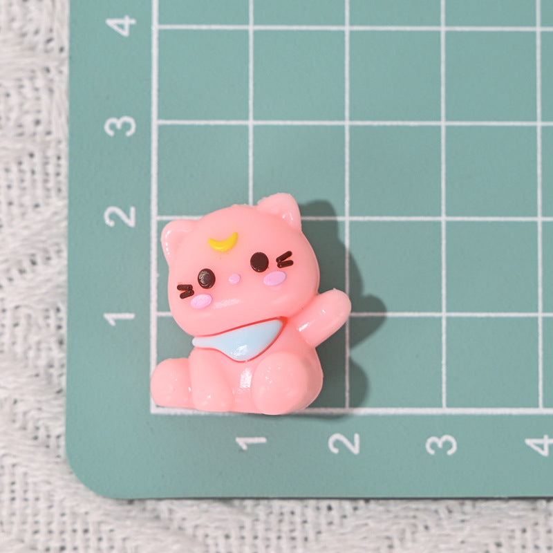 Wholesale 10pcs/pack  Colorful Cute Cat Rubber Beads 3D Focal Beads