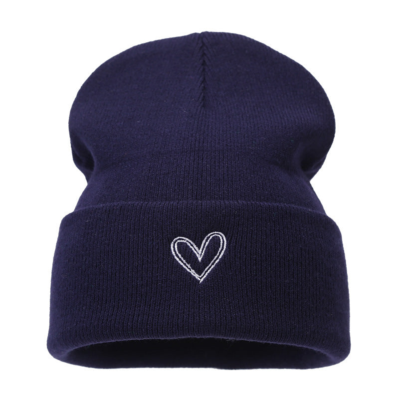 Wholesale Thickened Love Embroidered Acrylic Knitted Hats