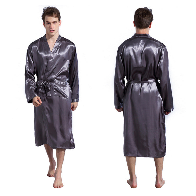 Wholesale Men's Solid Color Robe Cardigan Nightgown
