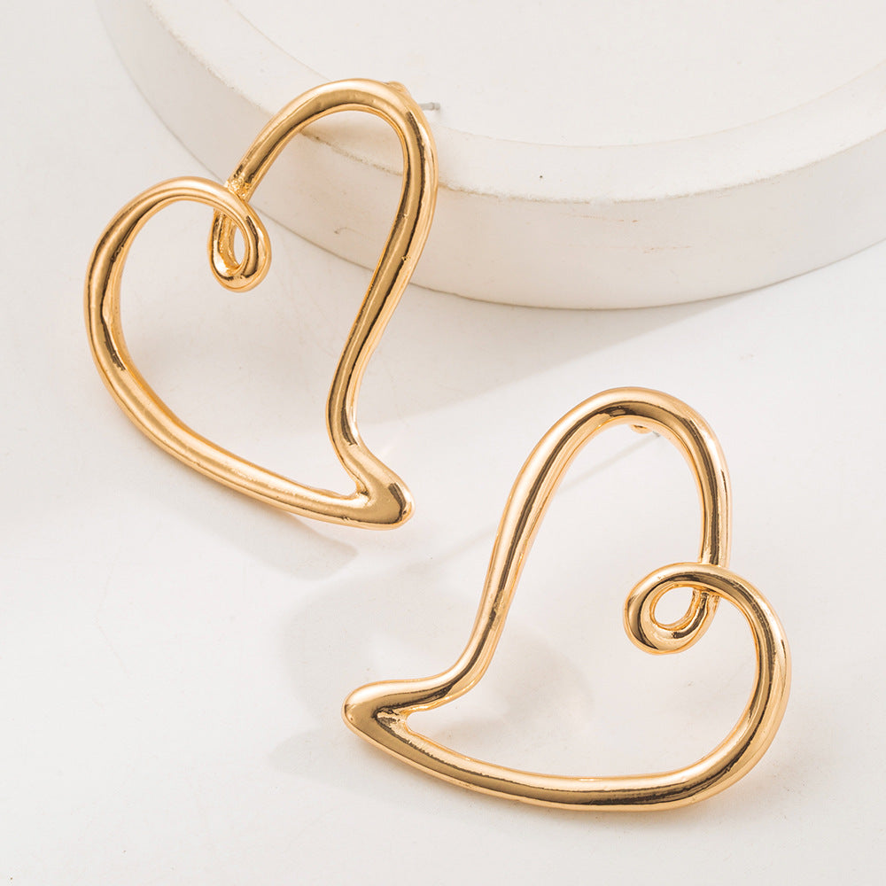 Wholesale  Metal Chain Alloy Hollow Love Pendant Earrings Necklace