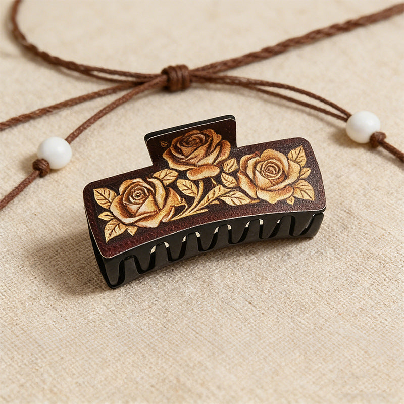 Wholesale Vintage Print Hair Claw Clip For Women Elegant Everyday Hair Accessory