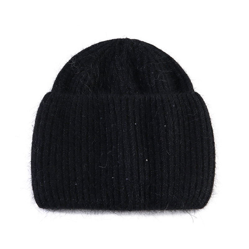 Wholesale Winter Knitted Hat Men's Woolen Hat Thickened Pure Rabbit Velvet Shiny Knitted Hat