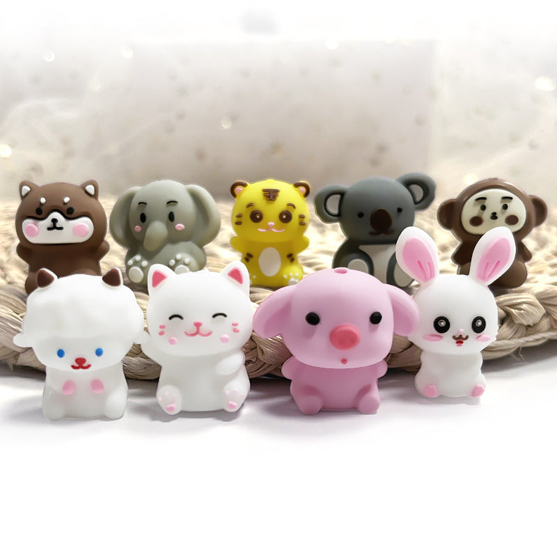 Wholesale 10pcs 3D Silicone Cute Cartoon Animal DIY Beads