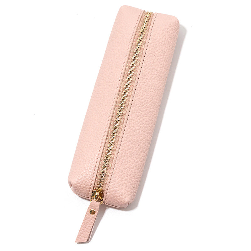 Wholesale Leather Pencil Case Large Capacity Zipper Stationery Storage Bag