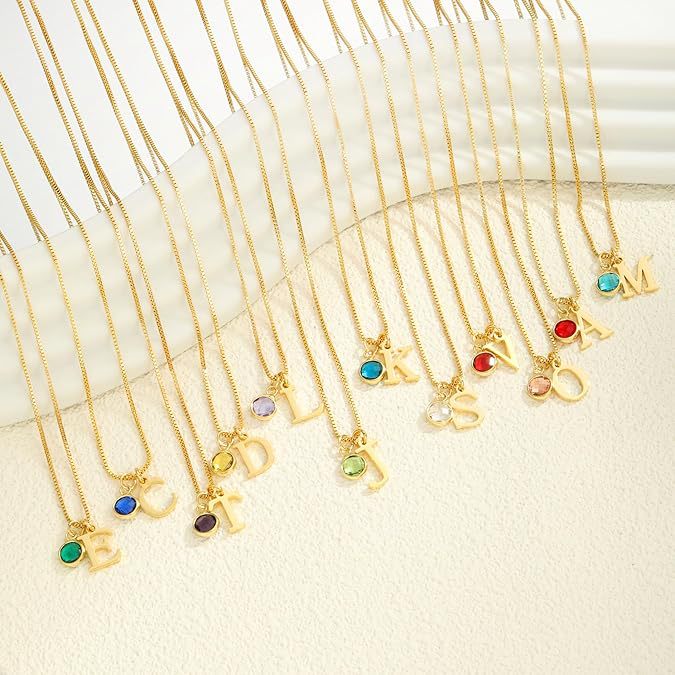 Wholesale New Women's Initial Birthstone Necklace 14K Gold-plated Letter Simple All-match Clavicle Chain