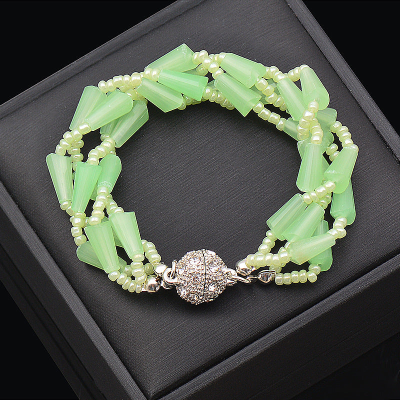 Wholesale Rhinestone Magnetic Clasp Multicolor Bar Crystal Beads Bracelet Necklace