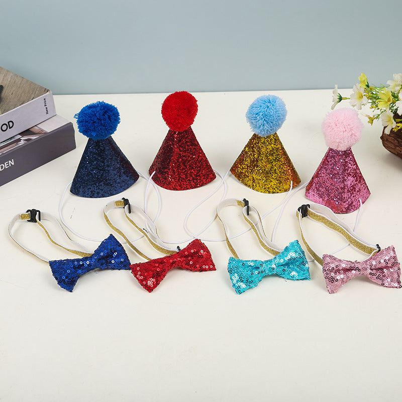 Wholesale children' s pet birthday bow tie birthday hat suit dog cat bow party