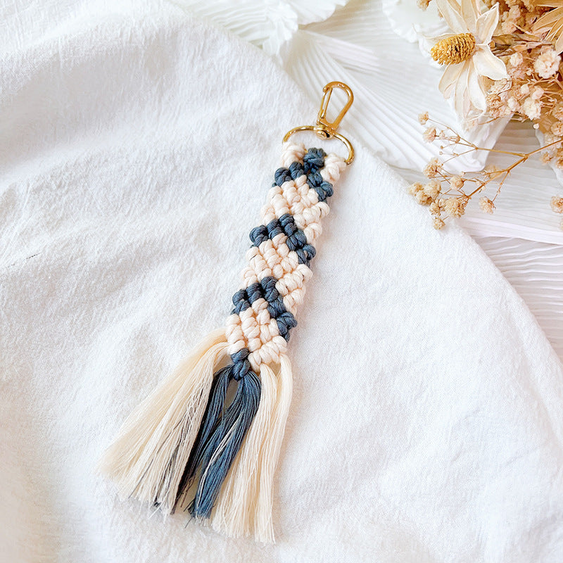 Wholesale Colorful Woven Cotton Rope Keychains