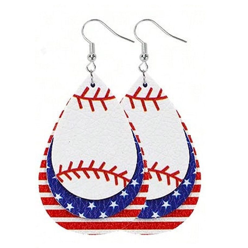 Wholesale Independence Day Spherical Multi-layered Leather Earrings