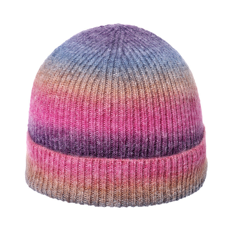 Wholesale of New Autumn and Winter Gradient Color Tie Dyed Printed Acrylic Knitted Hat Straps