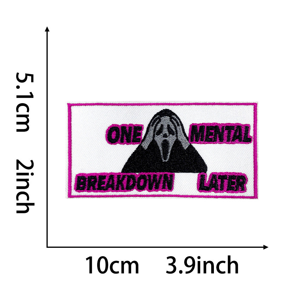 Wholesale Towel Embroidery Iron On Patches Retro Funny Text Rectangular For Coats Everyday