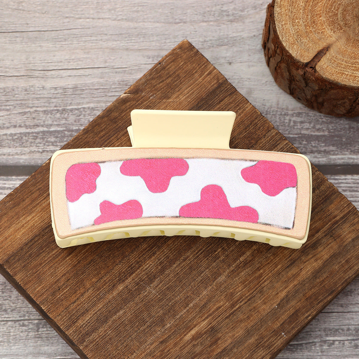 Wholesale Western Style Cow Pattern Horse Head Leather Hairpin Shark Clip Combination