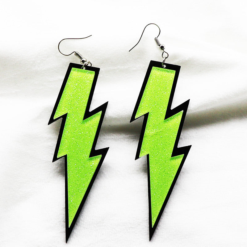 Wholesale Lightning Exaggerated Long Silver Needle Acrylic Earrings