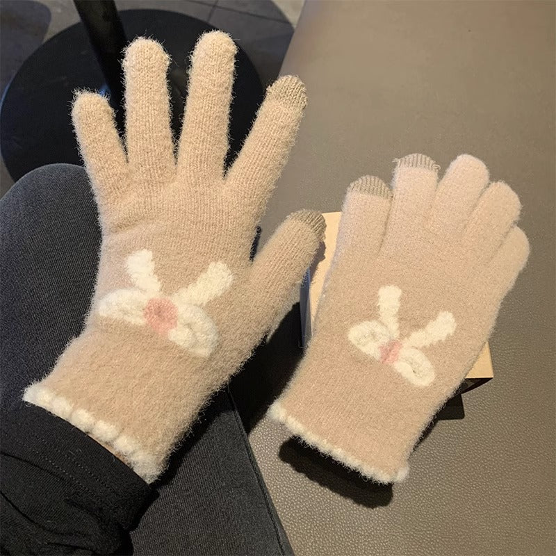 Wholesale Touch Screen Knitted Warm Bow Gloves