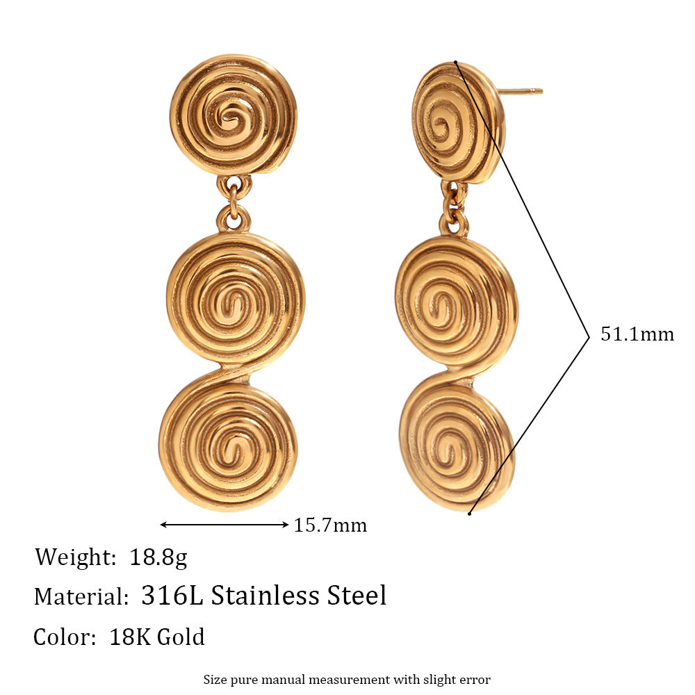 Wholesale Gold micro-inlaid geometric hollow crescent Stainless Steel Earrings