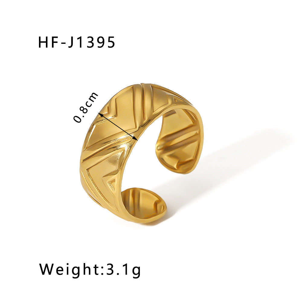 Wholesale Simple Leaf Geometric Hollow Flower 18k Gold-plated Snake-shaped High-end Multi-layer Titanium Steel Rings