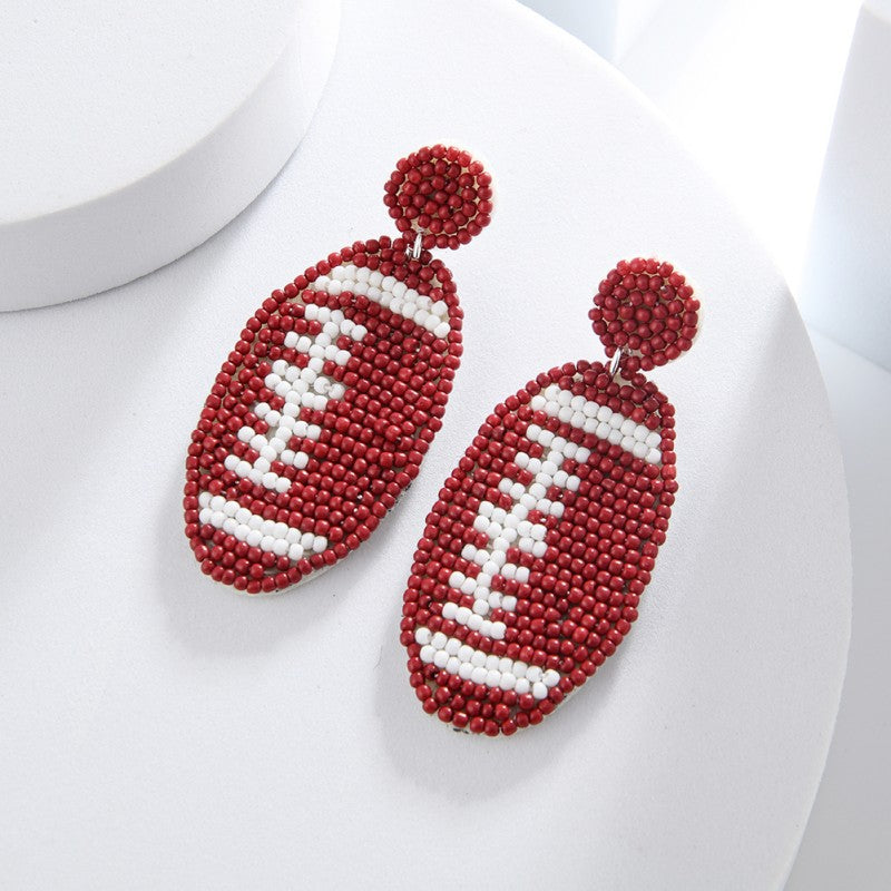 Wholesale Bohemian Ball Fabric Rice Bead Earrings