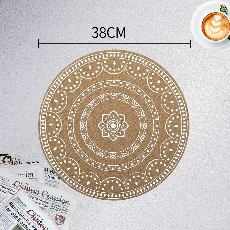 Wholesale Jute Placemats Round Imitation Linen PVC Retro Insulation