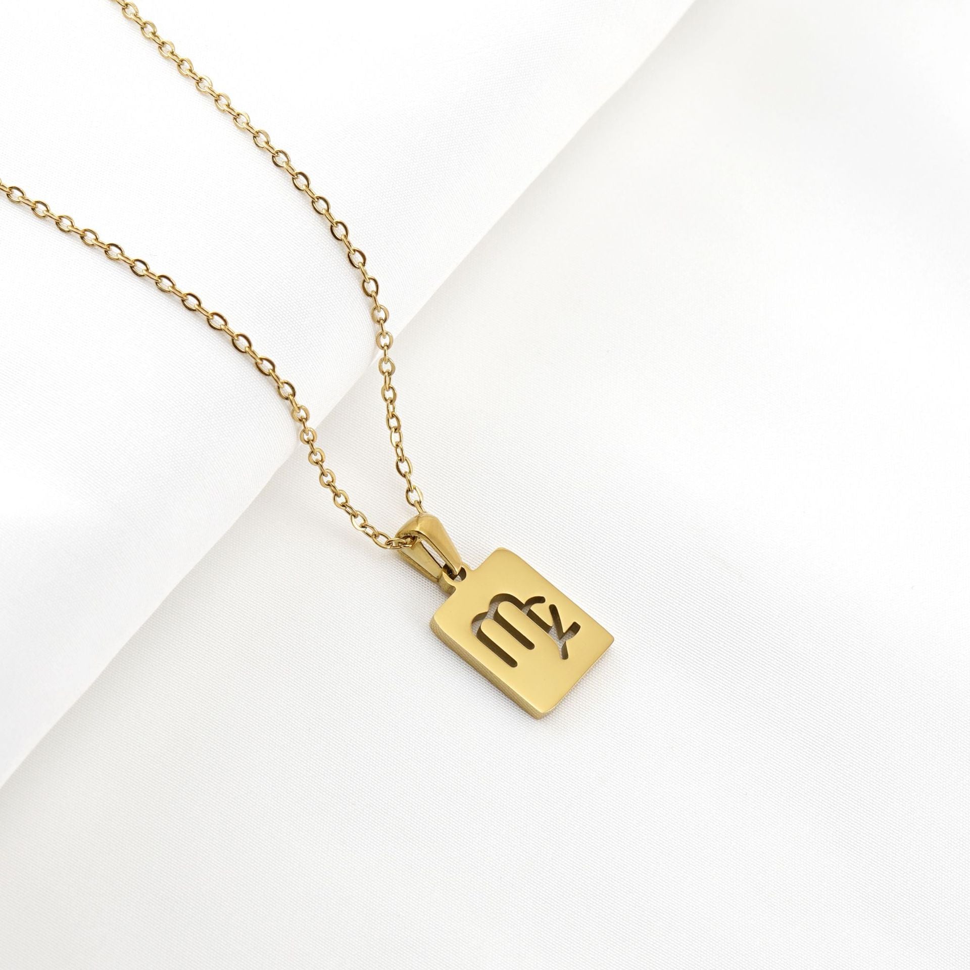 Wholesale Stainless Steel 18K Gold Square Hollow Twelve Constellation Pendants Necklaces