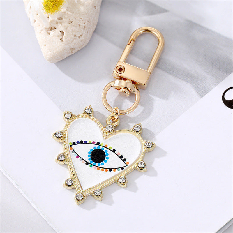 Wholesale Dot Diamond Inlaid Pearl Heart Shape Alloy Keychains