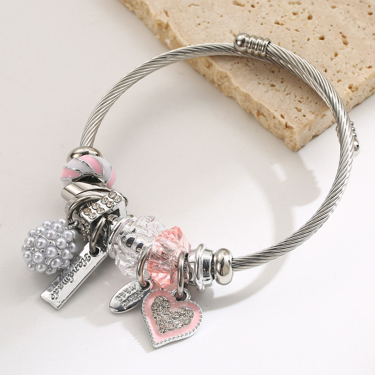 Wholesale Stainless Steel Love Pendant Adjustable Braceletv