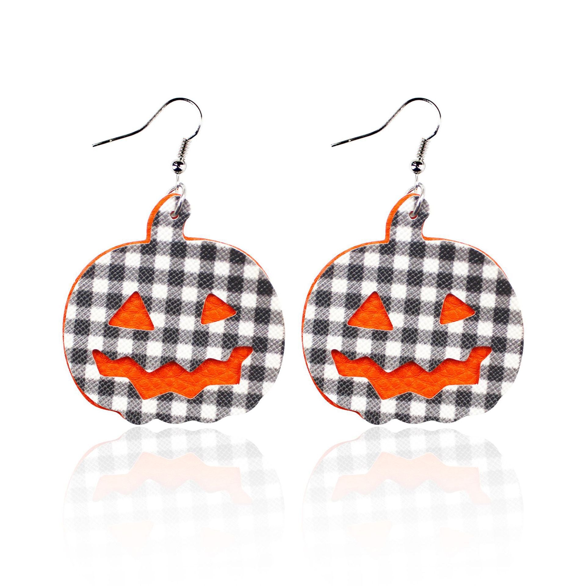 Wholesale Halloween Leather Cartoon Pumpkin Ghost Earrings
