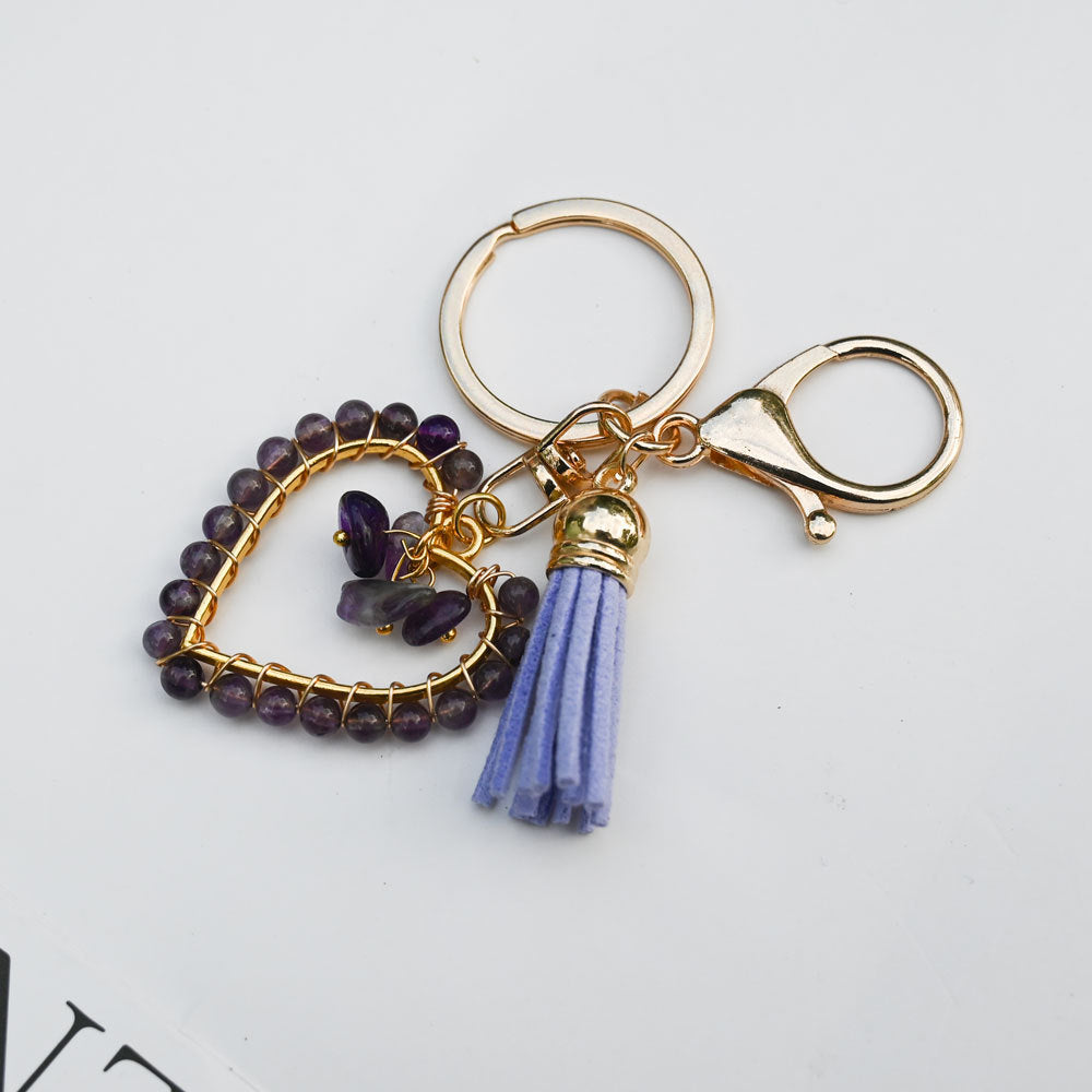 Wholesale  Natural Stone Keychain Bohemian Style