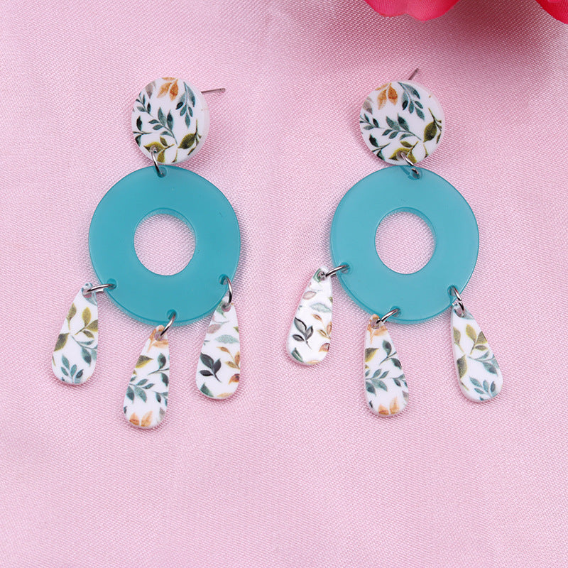 Wholesale Bohemian Style Splicing Hollow Acrylic Earrings
