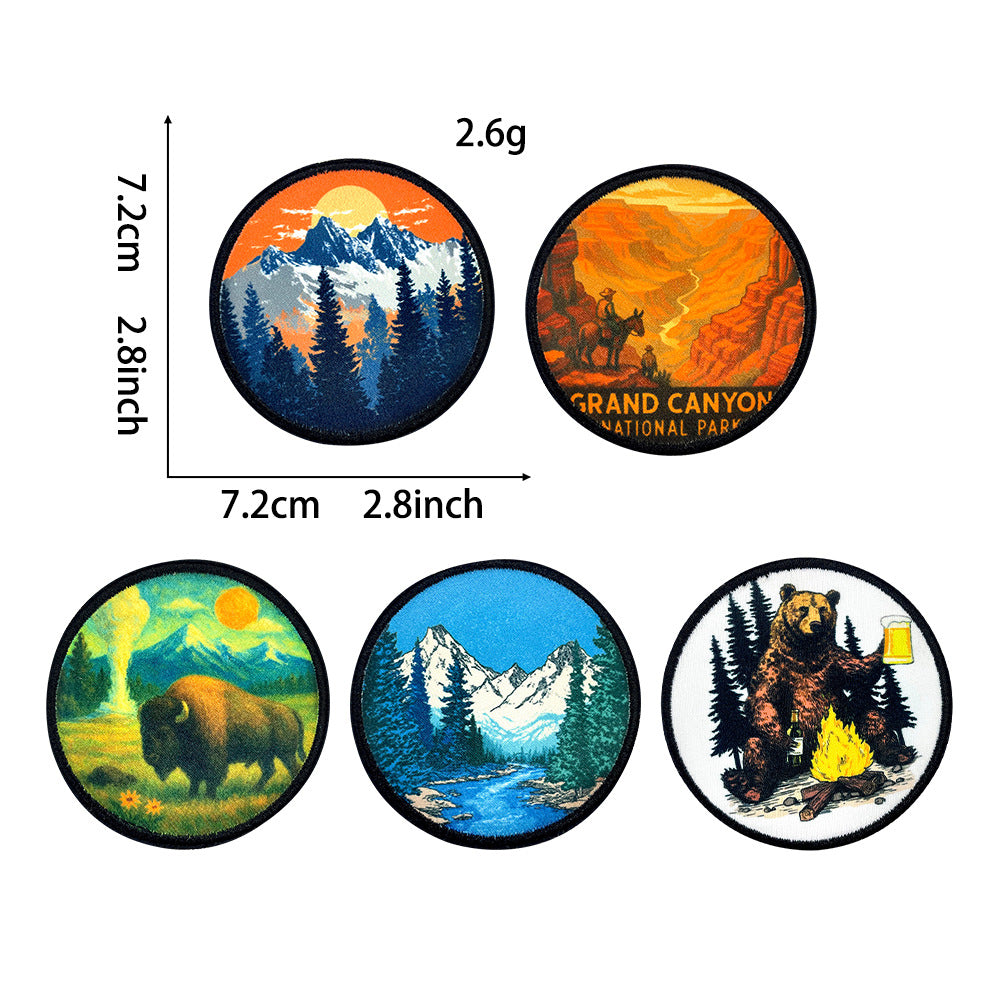 Wholesale Trendy Polyester Embroidered Patches Iron On Heat Transfer Applique For Outdoor Hiking Clothing DIY Accessory