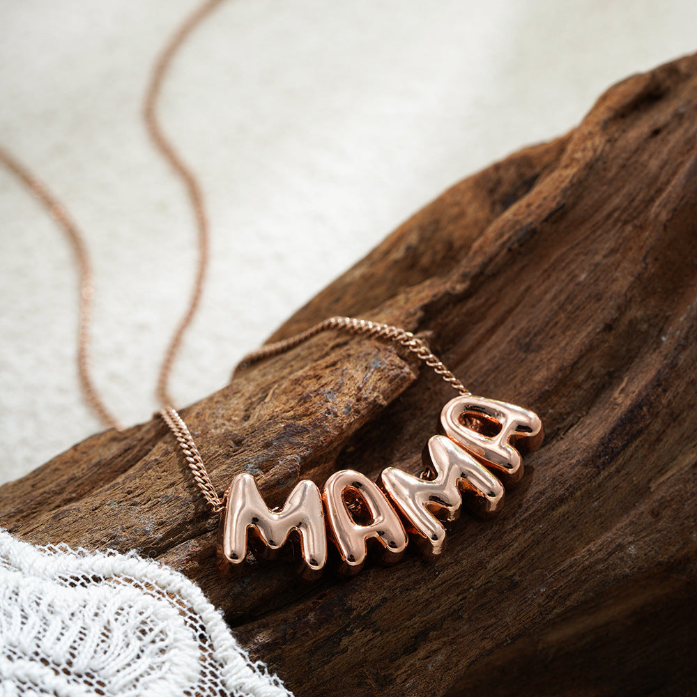 Wholesale Stainless Steel Rose Gold Plated Mother's Day DIY Letter Necklace