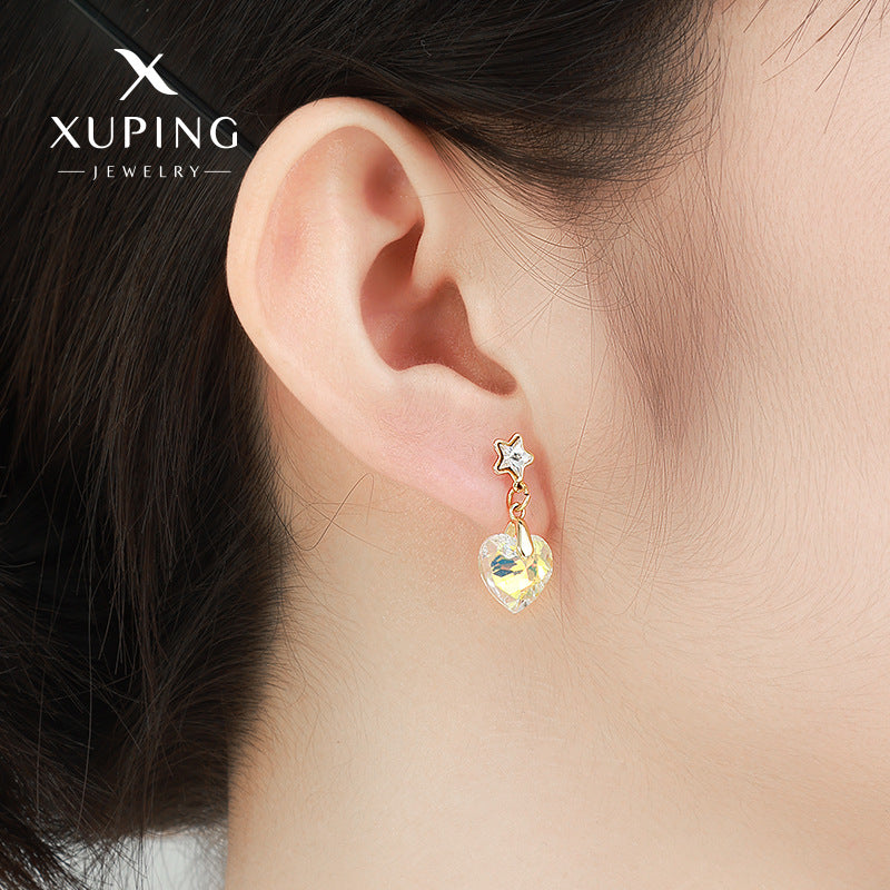 Wholesale Crystal Imitation Series Love Pentagram Cold Wind Exquisite Fashion Sweet and High End Earrings