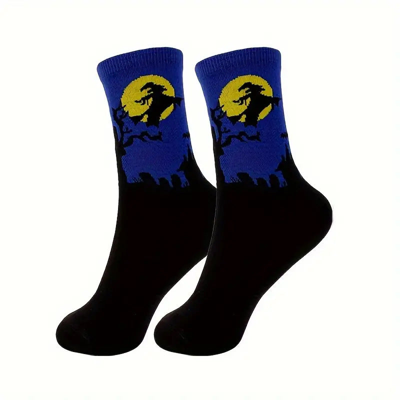 Wholesale Halloween Skull Pumpkin Bat Cartoon Print Casual Socks