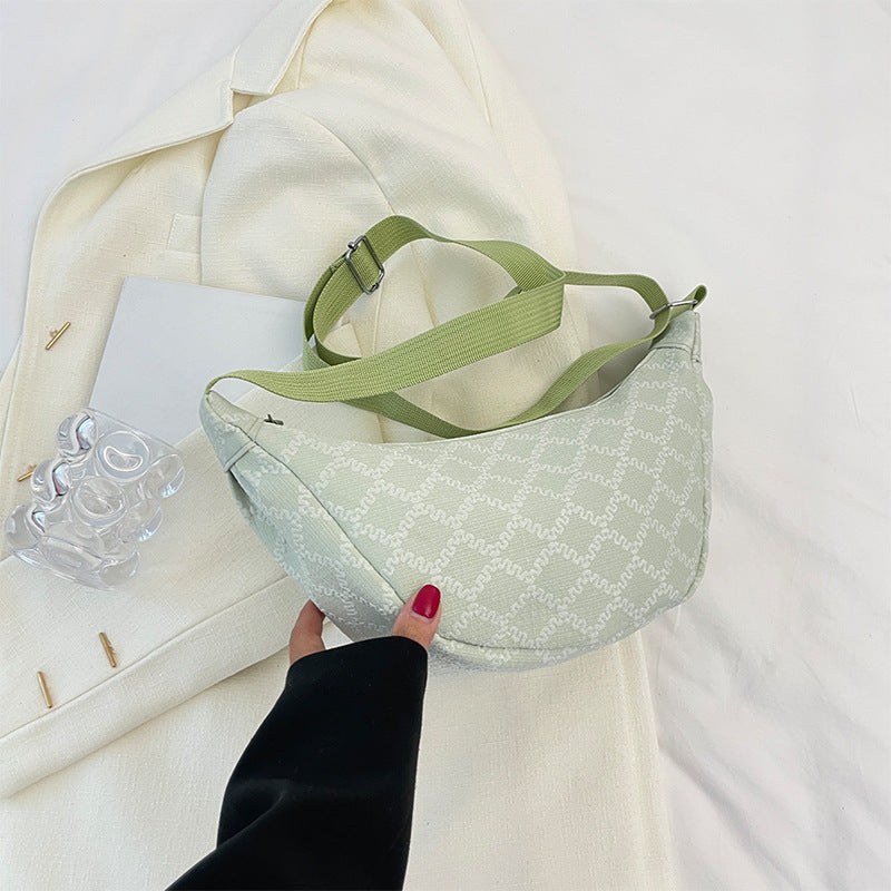 Wholesale Canvas Lingge Crossbody Bag Leisure Dumpling Bun