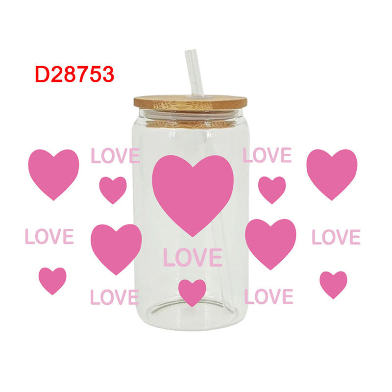 Wholesale Pink Love Valentine's Day Series 16oz Cup UV DTF Wraps
