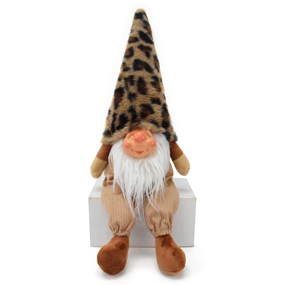 Wholesale Secondhand leopard print plush gnome doll ornaments