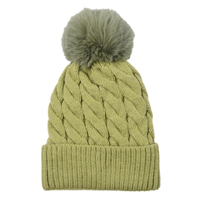 Wholesale Winter Solid Knitting Solid Acrylic Big Fried Dough Twists Thickened Warm Wool Cap