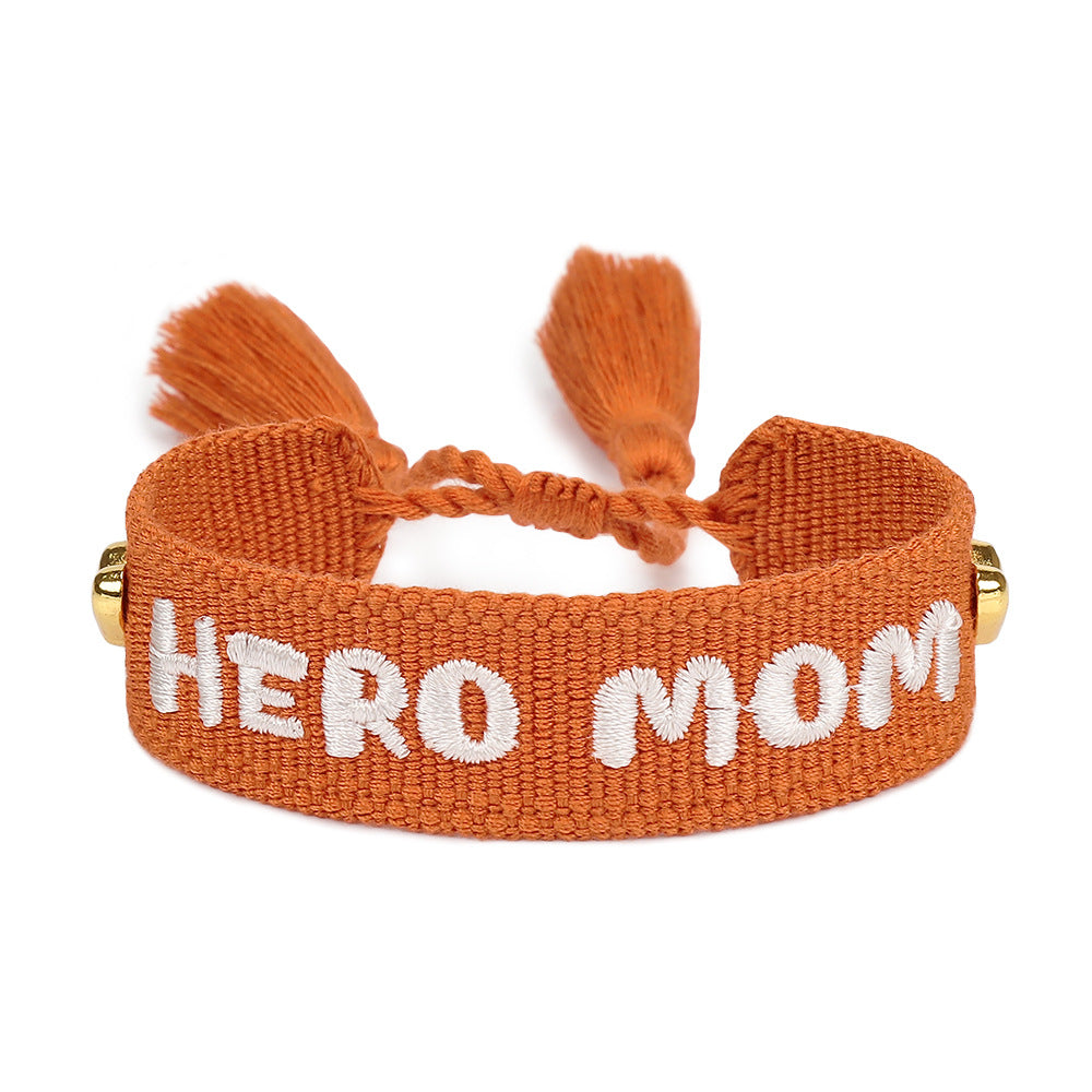 Wholesale Mother's Day MOM Peach Heart Handwoven Tassel Hand Rope