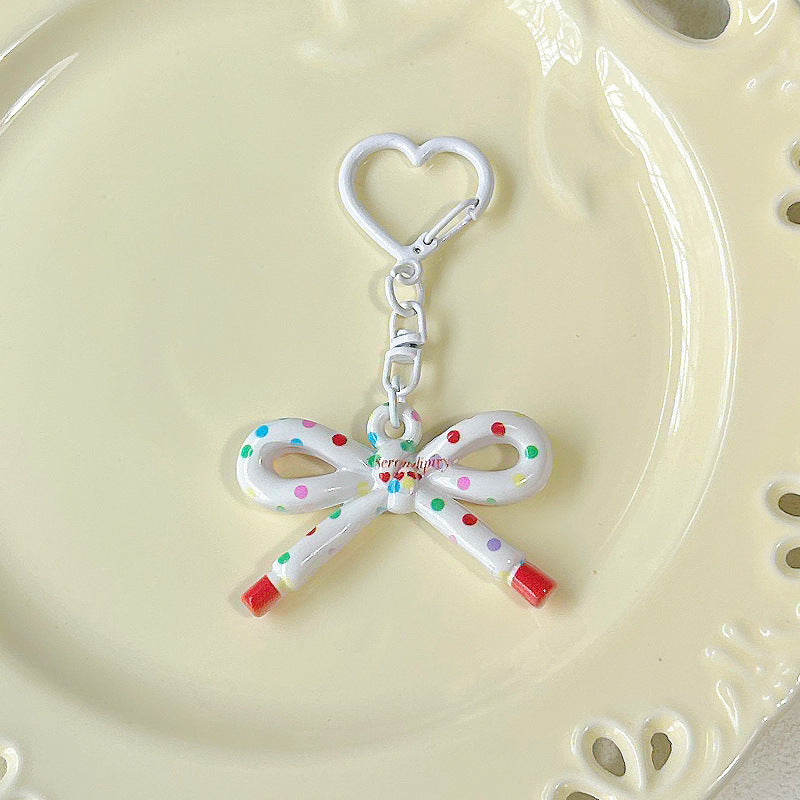 Wholesale Cute Double-Sided Printed Cut Out Bow Keychain