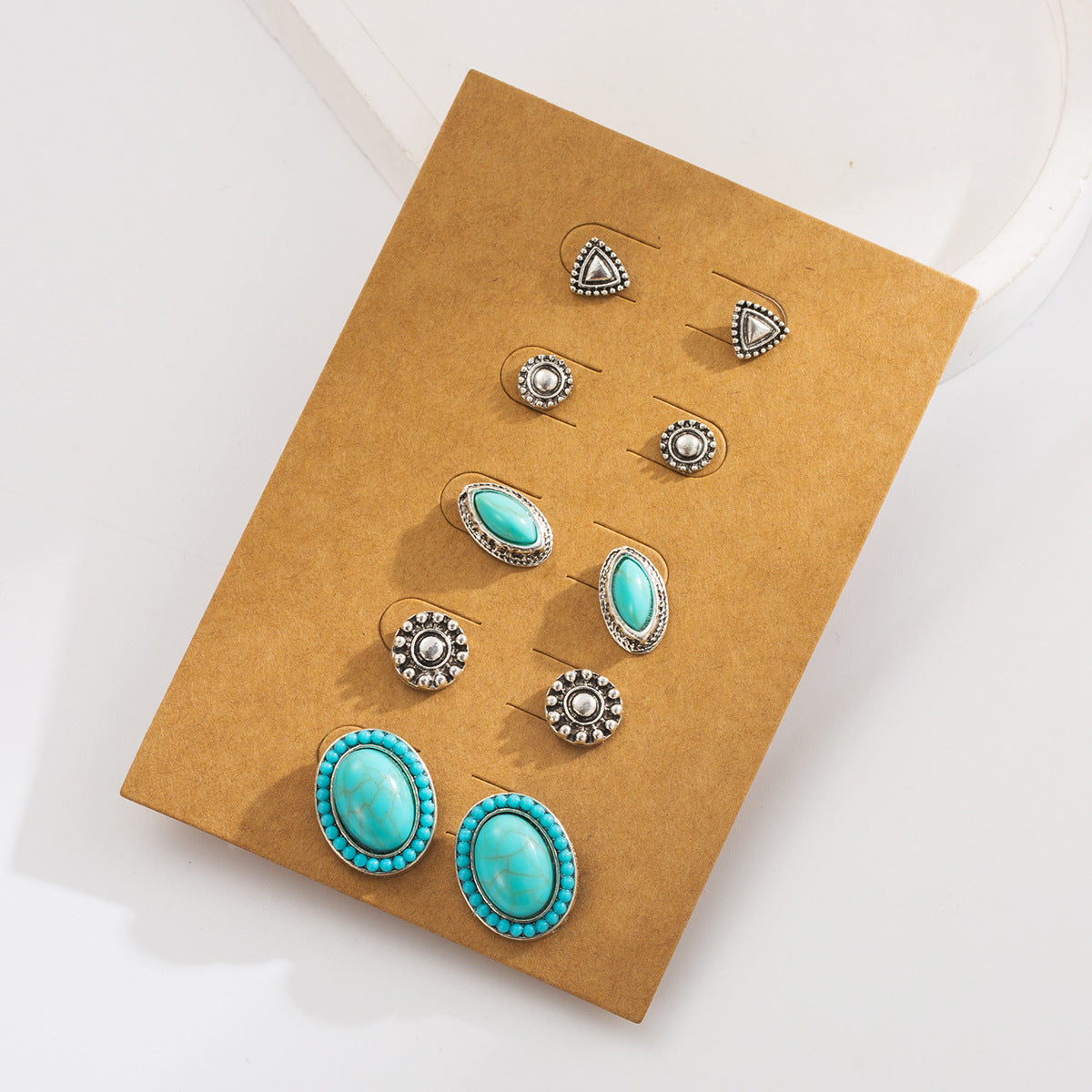 Vintage ethnic style turquoise earring set