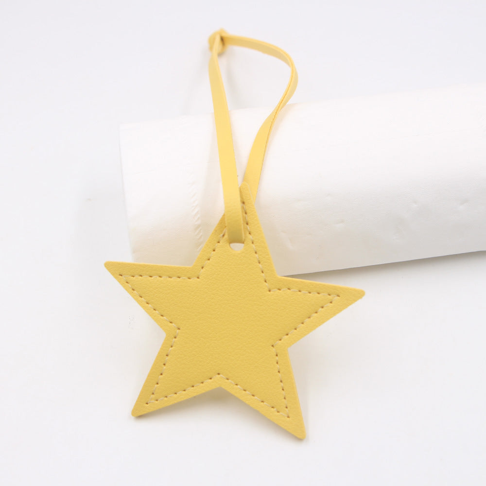Wholesale Black PU Leather Star Bag Charm Five Point Star Pendant Lanyard Everyday Decorative Accessory For Handbags Boutique Resale