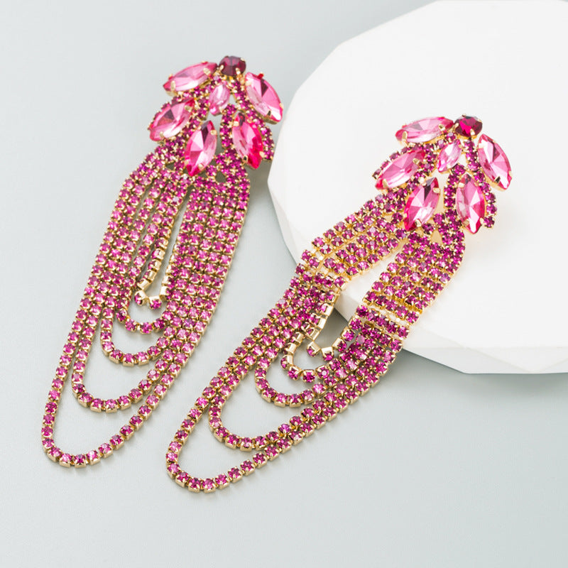 Wholesale Alloy Diamond Chain Tassel Earrings